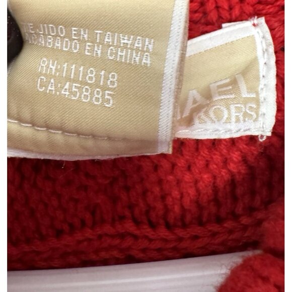 Vintage Vibes Michael Kors Y2K Womens XL Chunky Button Red Cable Knit Cardigan - Picture 4 of 8
